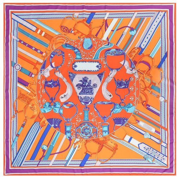 

square foulard twill shawls orange silk shawls 130 vintage handmade mulberry femme dropshipping womens 130 kjalb, White;black