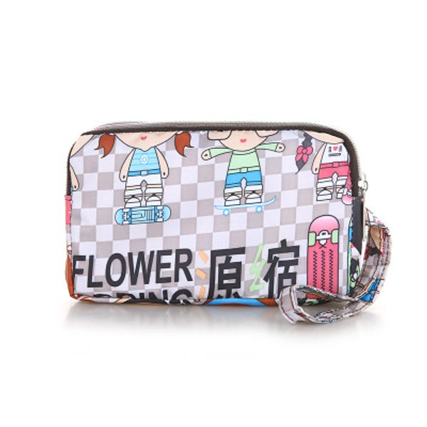 

fashion gifts women shopping mini handbagsprinted double-zipper day clutches bags versatile nylon flap mobile&phone carrier