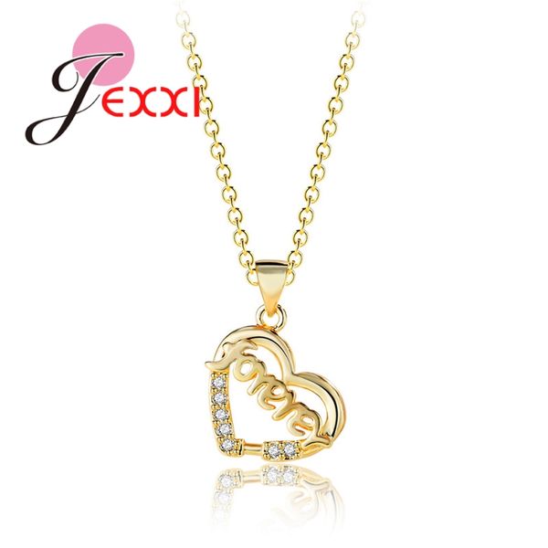 

jexxi 925 sterling silver romantic valentine's day gifts for girlfriend women forever love symbol gold heart pendant necklace