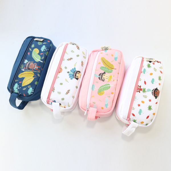

cute cartoon indians design fabric school student pencil bags stationery supplies,fine cloth pen case,super large capacity