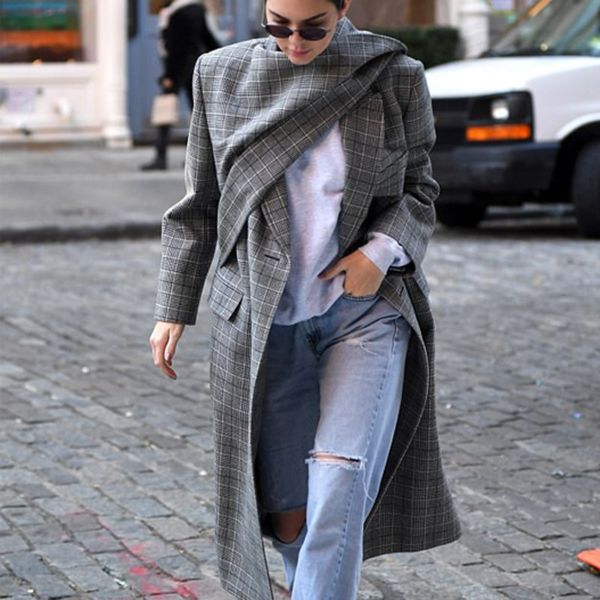 

qlzw 2018 new autumn winter fashion european women clothes plaided double breasted full sleeve spliced patchwrok jacket wb67102s, Black