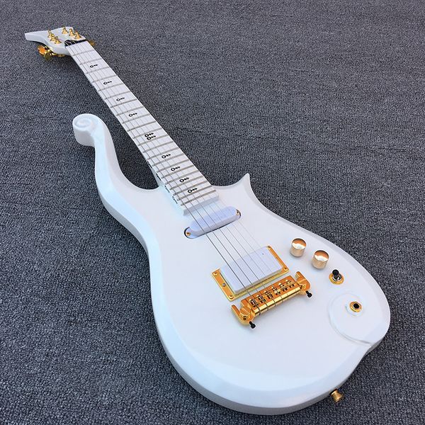 

Rare checter diamond erie prince pearl white cloud electric guitar maple body neck ymbol inlay ingle coil humbucker white pickup