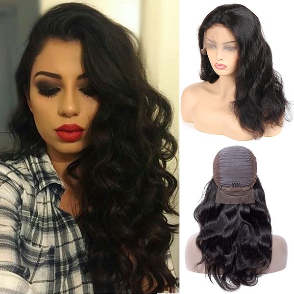 Brazilian Virgin Hair Body Wave Weaves Lace Front Wigs Peruvian