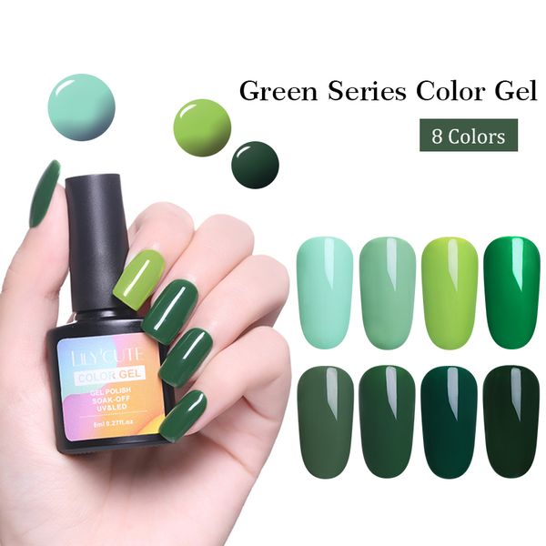 

lilycute olivedrab nail gel polish 8ml soak off nail art gel varnish uv pure color polish long lasting green varnish, Red;pink