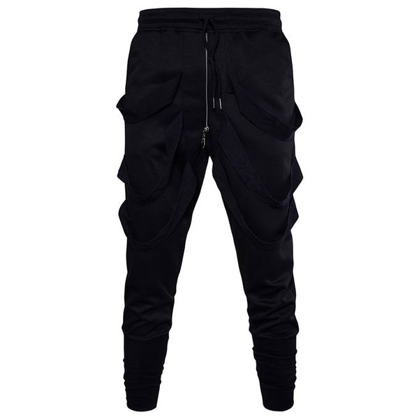 

nice new black men harem pants casual men middle waist multi-webbing lantern pants for male spring autumn m-2xl