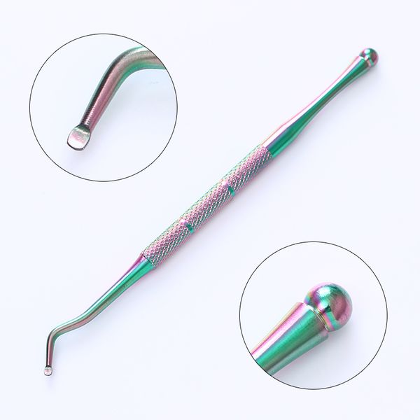 

chameleon rainbow titanium nail cuticle pusher tool dual-ended pedicure remover dead skin edge trimmer manicure nail art tools