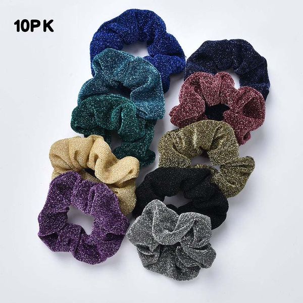 

glitter metalic scrunchies elastic ponytail holder for women & girl fashion hair tie accessoires