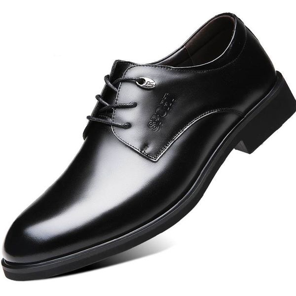 

men formal dress shoes leather formal business office shoes men fashion mens lace-up dress leather oxford shoes for men flats, Black