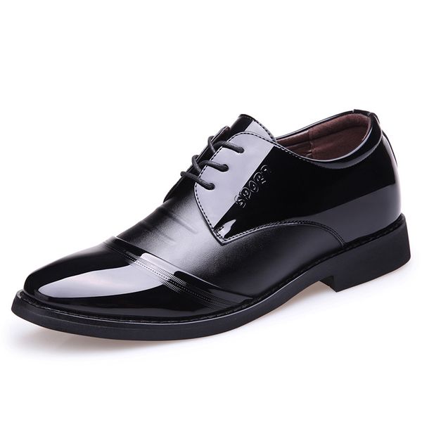 

height increasing 6cm men dress shoes black patent leather formal shoes men brown black wedding elevator oxford shoes for men