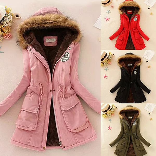 

2017 new women winter jacket warm faux fur hooded causal long sleeve coat plus size s18101103, Black