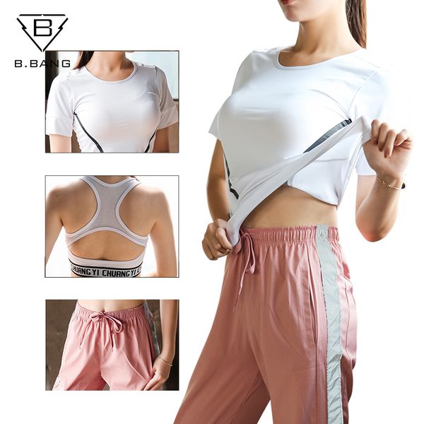 

b.bang 3 pcs set women's yoga suit fitness clothing sportswear for female workout sports clothes athletic running yoga suit sets, White;red