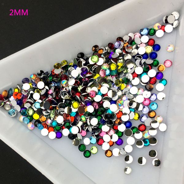 

2mm mix color 3d tips flat drill rhinestones nail art diy jewelry 3d nail decoration 400pcs, Silver;gold
