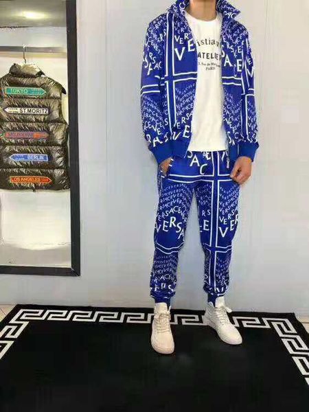 

Мода тенденция новый модельер мужская Медуза молния письмо куртка и брюки толсто