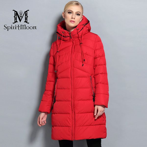 

wholesale- spiritmoon 2017 new winter fashion winter long down jacket women hooded thick down parka winter coat women plus size 5xl 6xl, Black