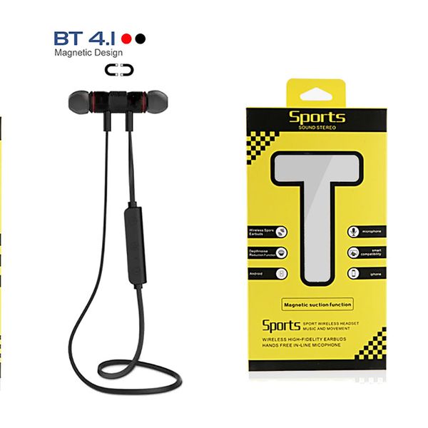 

xt-6 magnetic inear handearphone bluetooth v4.1 stereo sports in ear music earset with microphone for iphone x samsung s9