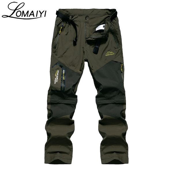 

lomaiyi brand men's cargo pants with zipper pockets men 2018 summer fashion removable khaki trousers male casual pants,am002, Black
