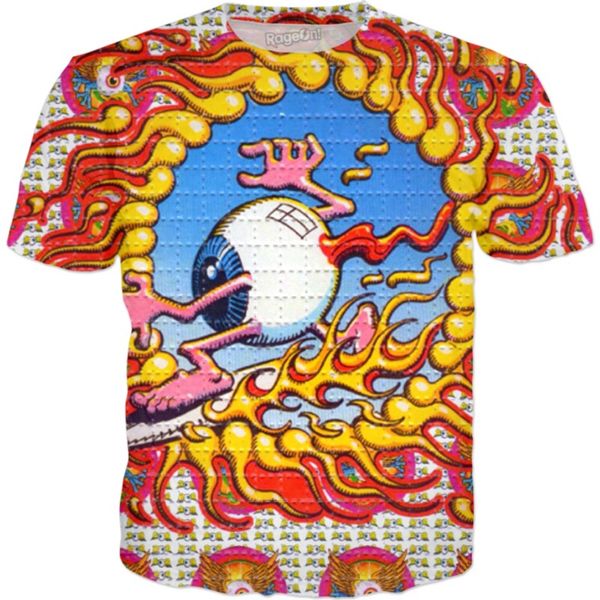 

2018 fashion acid eyeball t shirt hip hop clothing harajuku men 3d printed funny t shirt tees, White;black