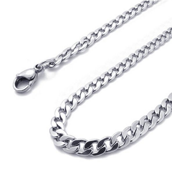 

wholesale 5pcs lot 6mm 24inch stainless steel silver flat nk curb chain link necklace thanksgiving day jewelry women