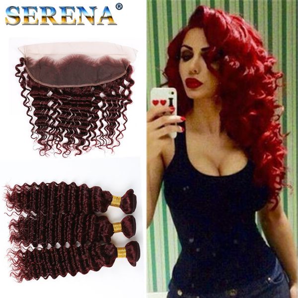2019 Peruvian 99j Deep Curly Hair Weft Burgundy Human Hair Bundles
