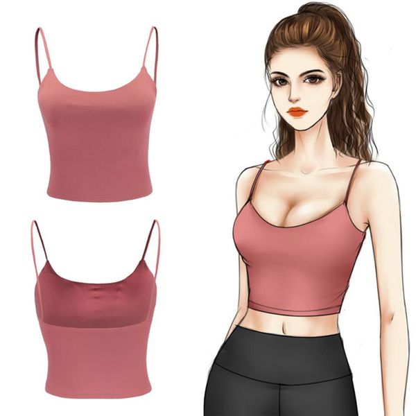 

2018 new women sports vest crop fitness yoga gym running padded bra shirt sleeveless solid sportswear tank femme, Black;blue