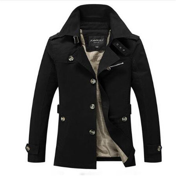 

2018 man autumn winter fashion leisure boutique trench coat/male pure color fit long jackets/men large size coat s-5xl, Tan;black