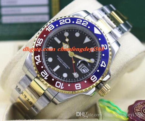 

2019 luxury watch wristwatch new ii 2 tone 116719 red blue ceramic bezel automatic movement men watches, Slivery;brown