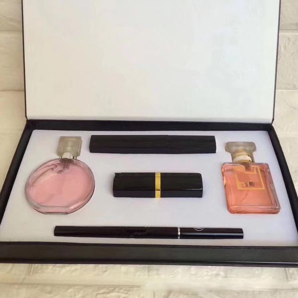 

makeup set 15ml perfume lipstick eyeliner mascara 5 in 1 with box lips cosmetics kit drop shipping j2102
