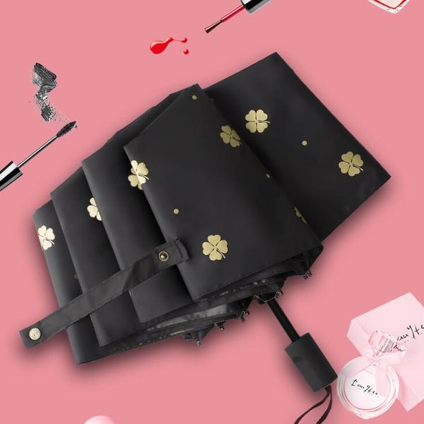 

techome clover windproof women umbrella fold umbrellas female sunny parasol lovely plant umbrella