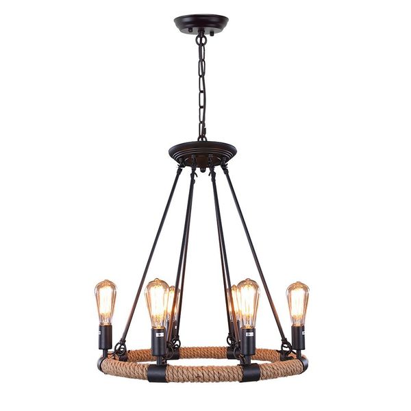 

loft rope rustic chandeliers 6-light vintage pendant lighting chandelier iron adison chain droplights for living room indoor lights