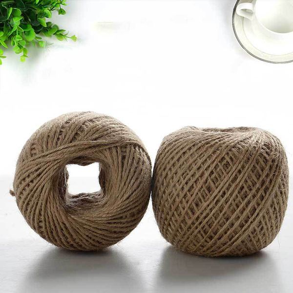 

100m 1mm 2mm 3mm natural textured hessian jute twine string tag label hang rope wedding home woven decorative diy crafts, Black;white