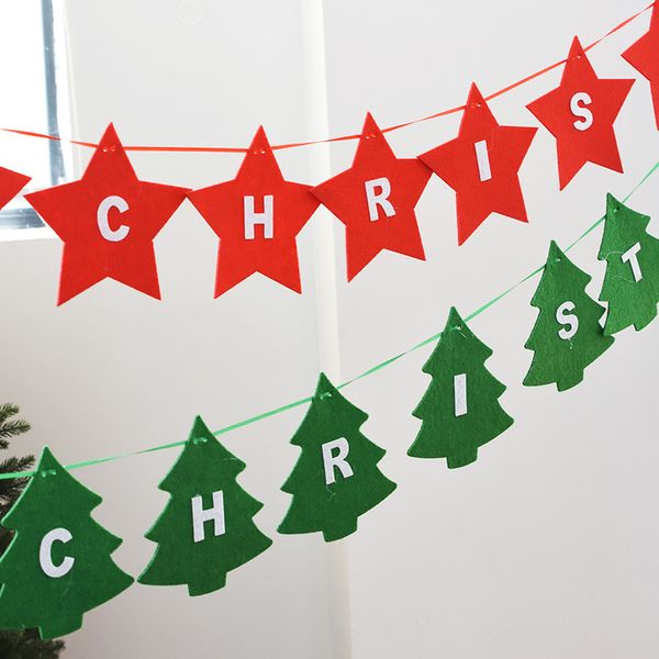 2020 3m Felt Fabric Star Tree Shape Merry Christmas Letter Banner