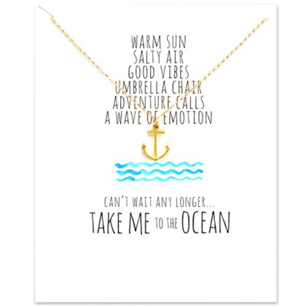

choker necklaces gold silver with card pendant necklace for fashion women jewelry anchor pirate ocean series