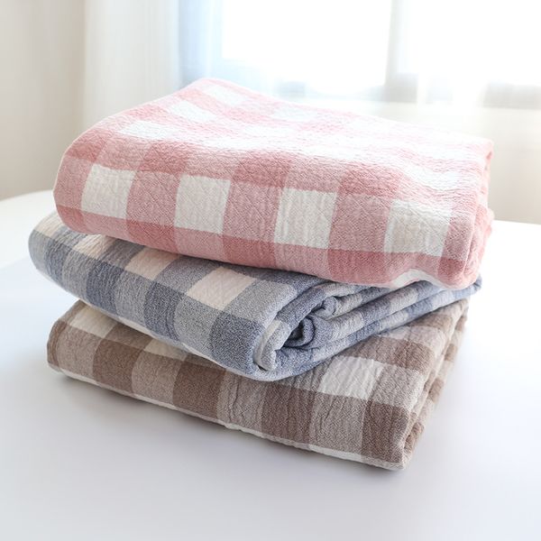 

new 2018 throw blanket - 1piece 150*200cm cotton plaid blanket three layers gauze brand super soft star blankets