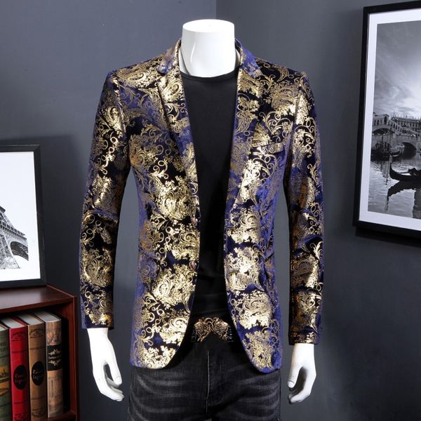 

дизайнер мужчины slim fit корейский золотой цветочный бархат костюм куртка мужской осень весна плюс размер повседневная жених пиджак пиджаки, White;black
