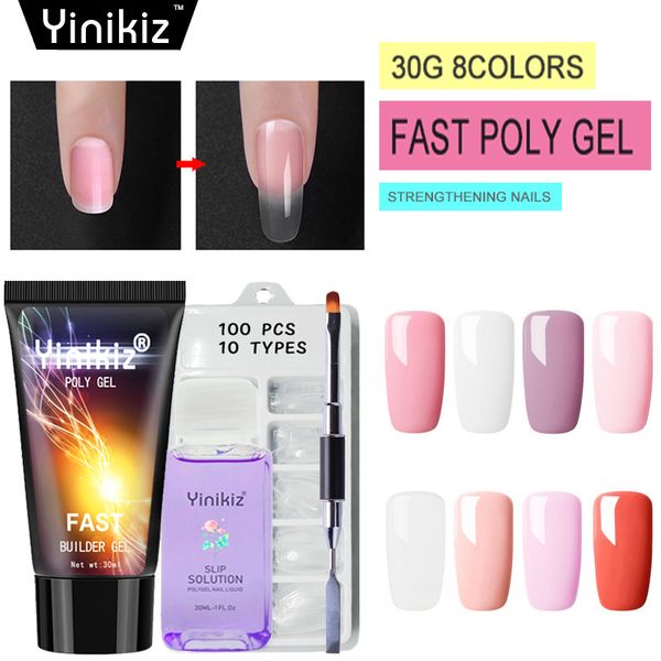

yinikiz new 30ml uv nail gel polish acrylic poly gel fast uv builder camouflage extension nail lacquer set, Red;pink
