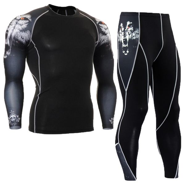 

compression tracksuit men demix mens sport jogging suit rashgard running set men gym clothing fitness workout tight, Black;blue