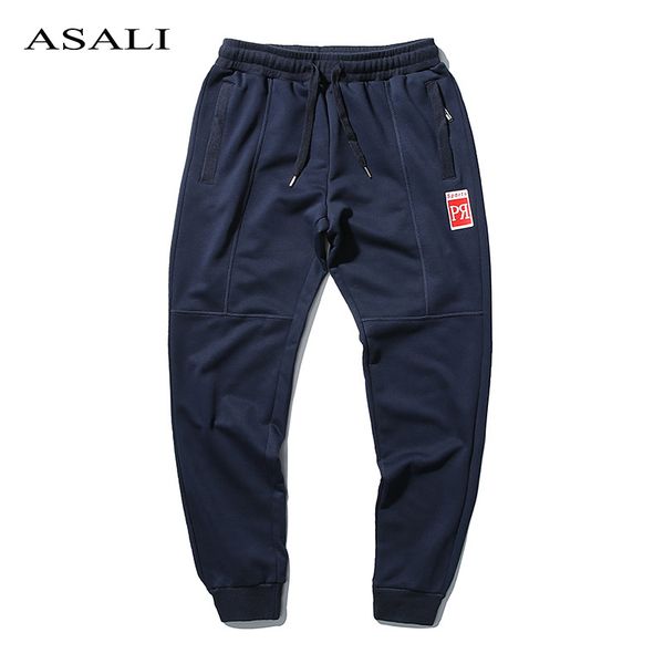 

fashion drawstring pencil feet sweatpants tracksuit bottoms mens casual pants men slim fit mens casual pants straight trousers, Black