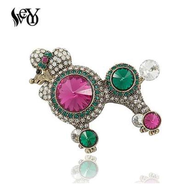 

veyo animal dog shiny rhinestone crystal brooches for woman fashion pins costume jewelry, Gray