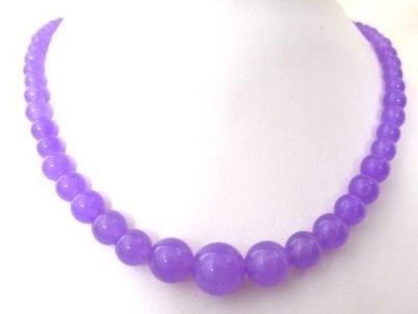 

pretty6-14mm purple jade beads necklace 18", Silver