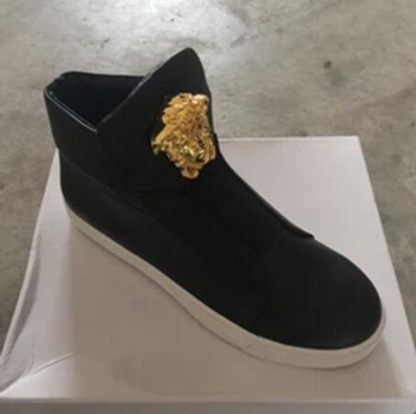 

Original Box Brand Medusa Men Luxury Casual Shoes Top Quality High-top Red Black White Genuine Leather Men Flats Sneakers Size39-46