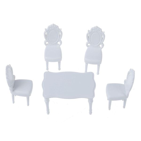 

5pcs 1:25 landscape scenery inner model dining room set table w/ 4 chairs---white