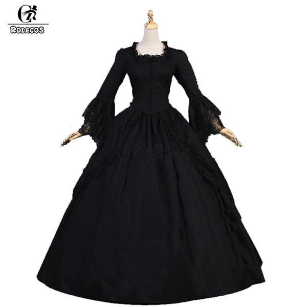 

rolecos black lolita long dress for women party lace long sleeve gothic lolita dress girls medieval period victoria 2018, Black;red