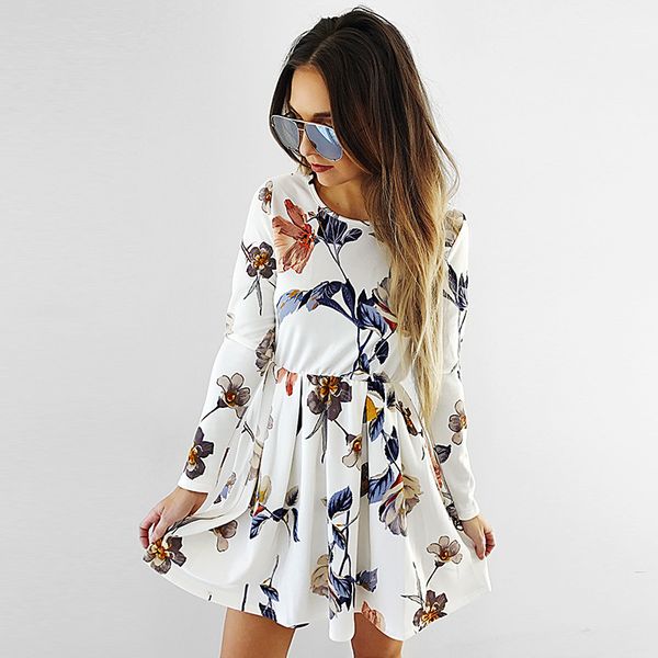 

autumn, winter, fashion, simple, print, pleated dress 06690896, Black;gray
