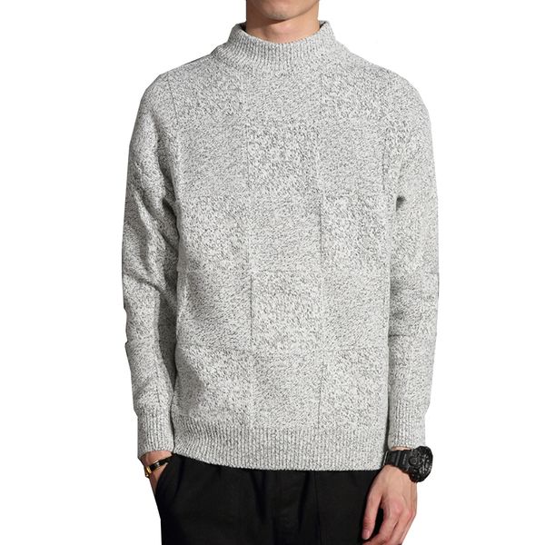 

mens nice autumn winter sweater jumper solid color knitting pullovers male warm casual plaid turtleneck sweater plus size 4xl, White;black