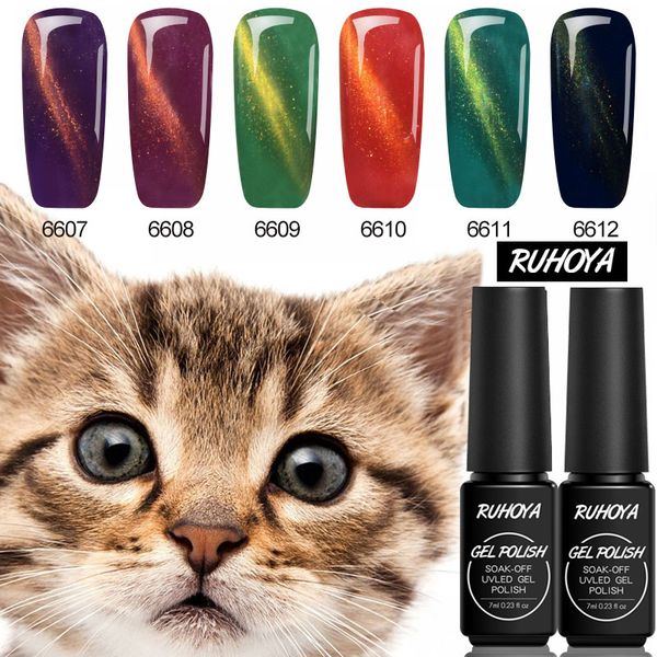 

ruhoya nail gel polish semi vernis permanant gel lacuqer cat eye nail art long lasting soak off led uv polish varnish, Red;pink