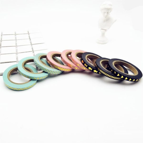 

5mm*10m foil washi tape set quality stationery diy scrapbooking p album school tools scrapbook paper stickers gift