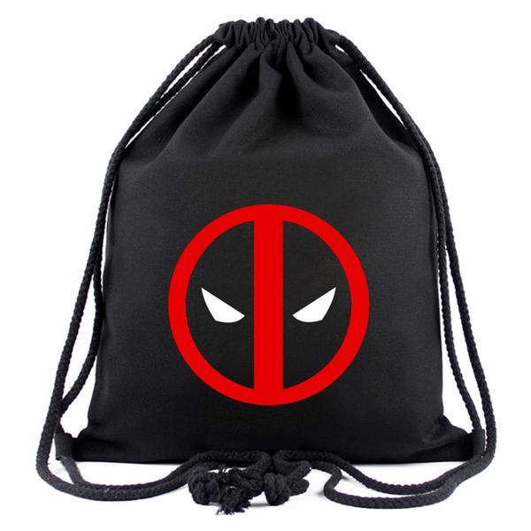 

animation hero deadpool drawstring bags for men women canvas backpack organizer pouch fashion casual drawstring backpacks gifts