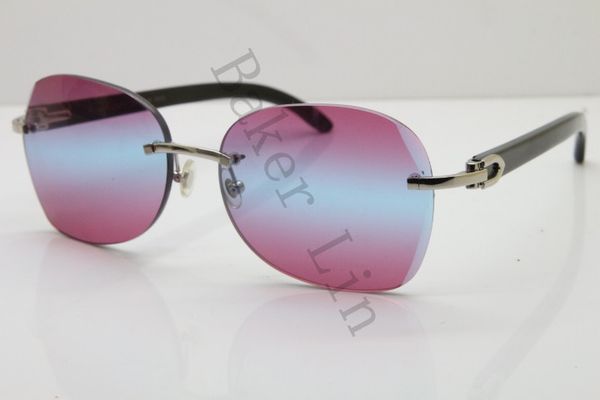 

2020 new rimless 3524012 black buffalo horn limited edition sunglasses in gold blue glasses, White;black