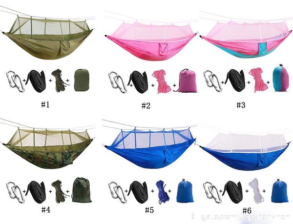 Heißer Reise Doppel Hängematte Stuhl mit Moskitonetz Licht Nylon Garten Schaukel Hängen Camp Air Zelt Outdoor Möbel Bett