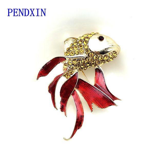 

popular red fish brooch christmas gift with elegant lady accessories, Gray